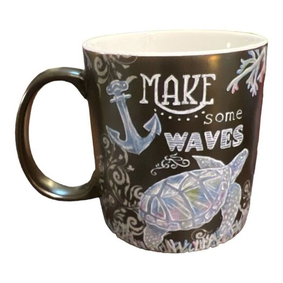 Donna Knold "Make Some Waves" Sea Turtle Coffee Mug Cup - Picture 2 of 3